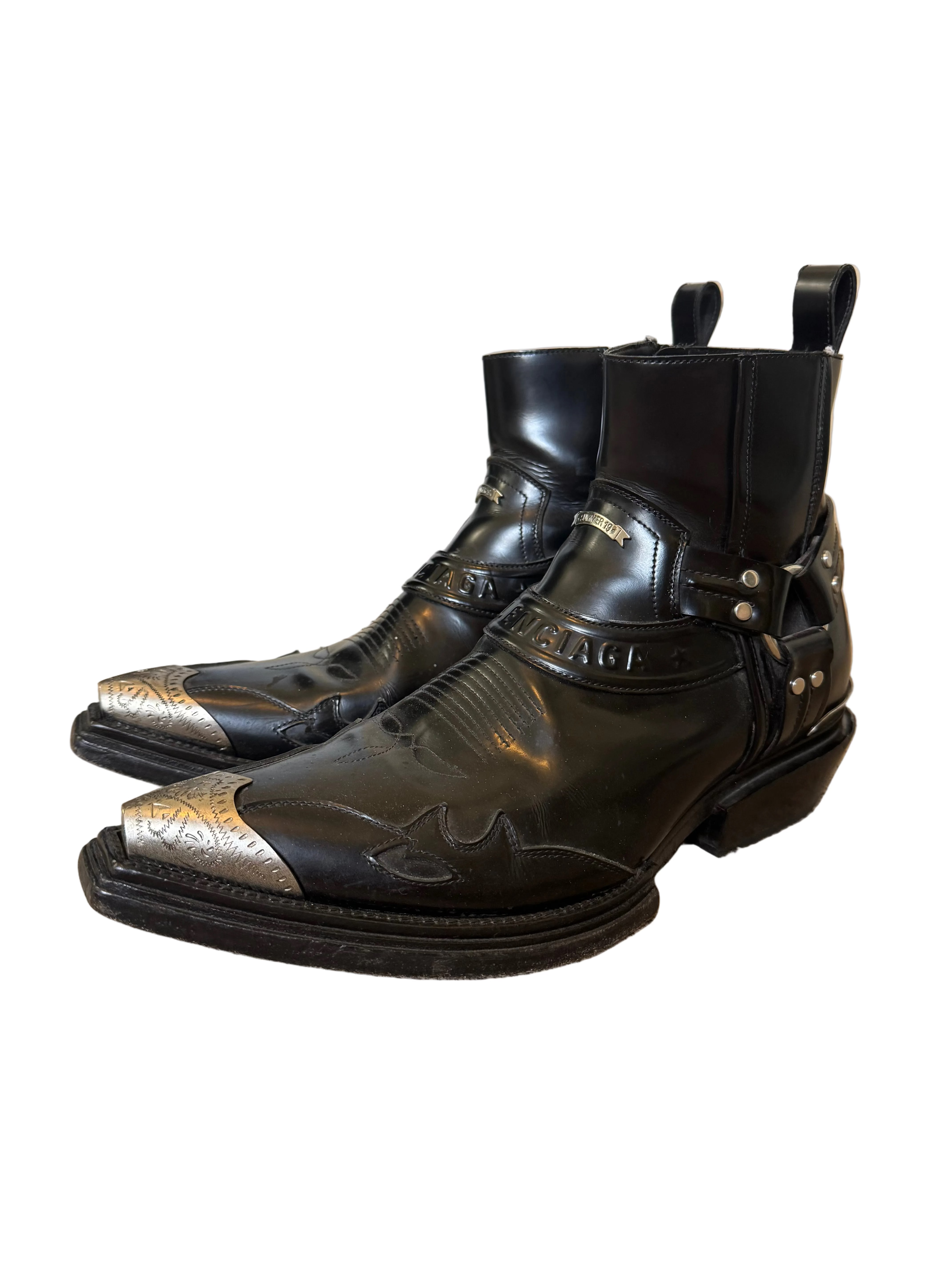 BALENCIAGA SANTIAG STEEL TOED WESTERN BOOTS