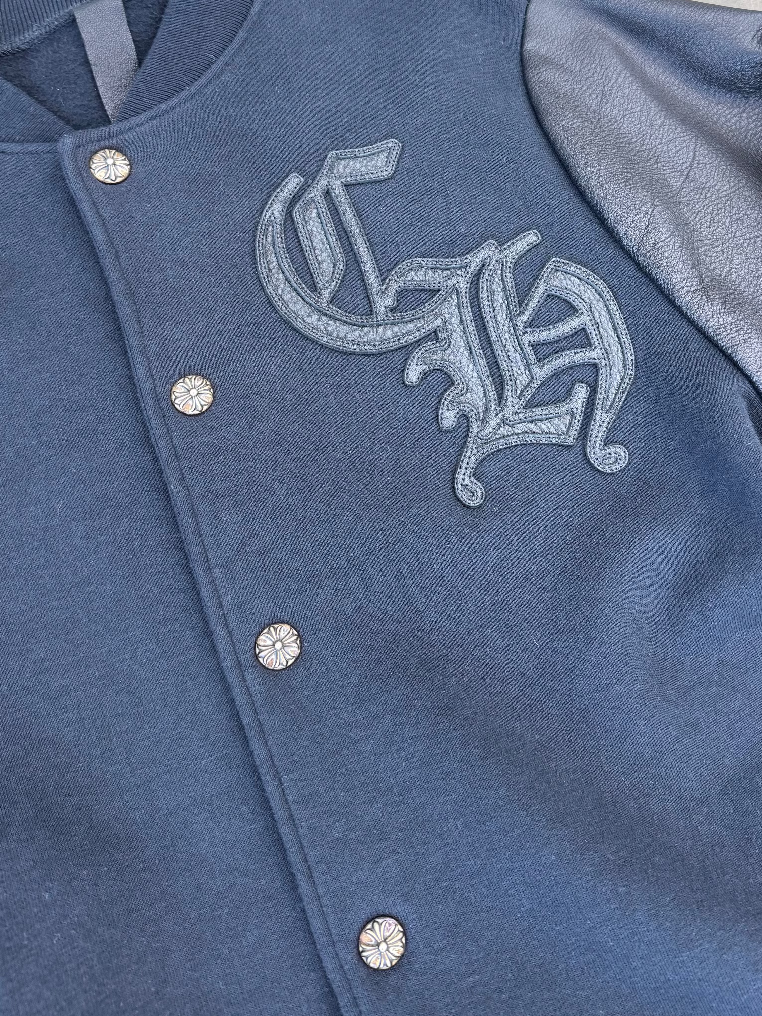 CHROME HEARTS LEATHER VARSITY JACKET