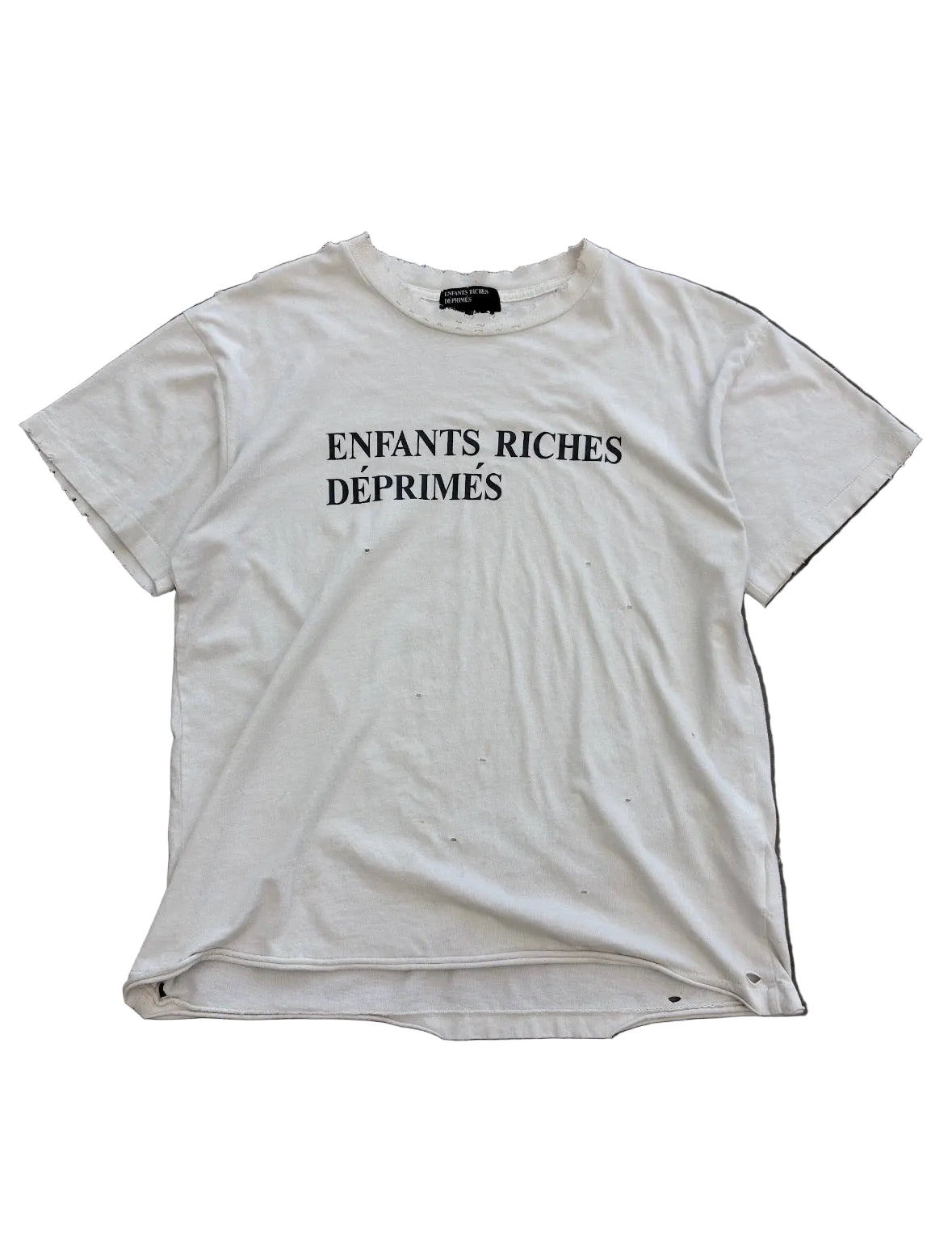 ENFANTS RICHES DEPRIMES WHITE DISTRESSED LOGO TEE